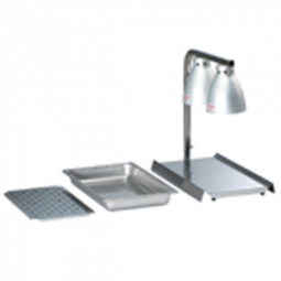 Gold Medal 5057 2 Bulb Heat Lamp w/ Adjustable Arm, Aluminum, 120v